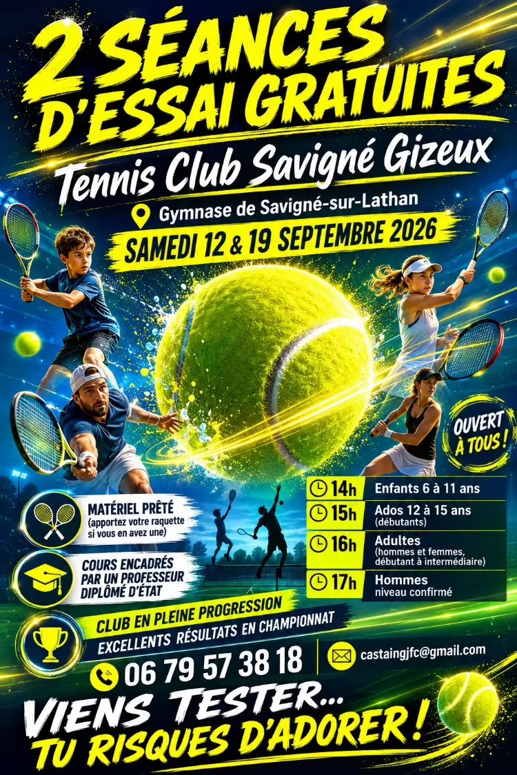 Affiche des deux séances d’essai gratuites de septembre 2026